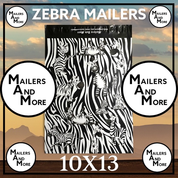 25 10X13 Poly Mailers, Zebra Shipping Envelopes PRICE IS FIRM - Picture 7 of 9
